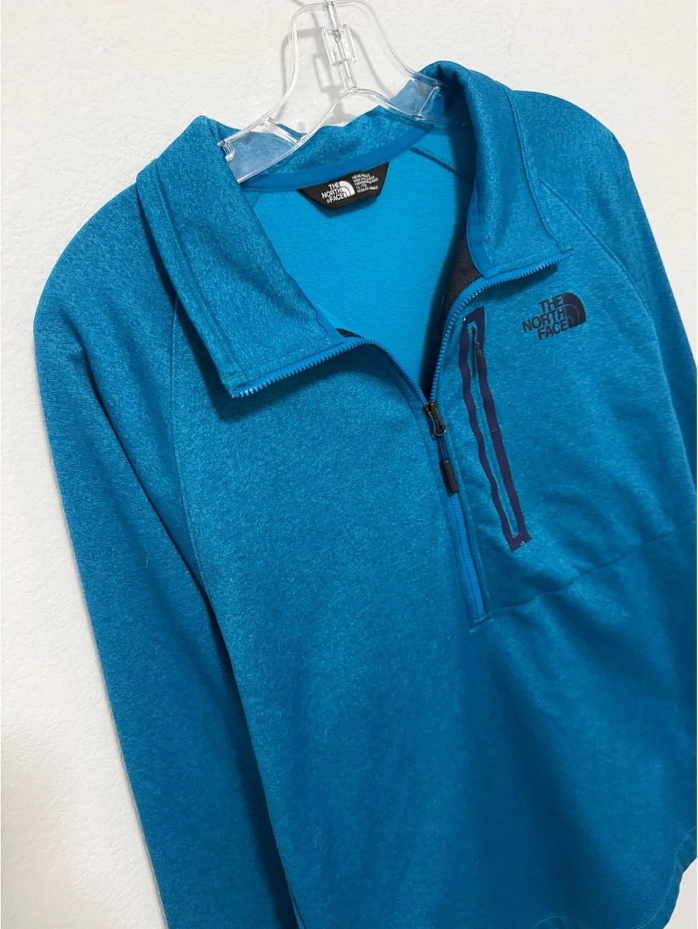 The North Face Long Sleeve 1/2 Zip Teal Blue Chest Pocket Jacket Men's Size XL